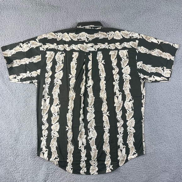 Chaps Ralph Lauren Button Down Shirt Men's L Green Cream Leaf Safari NWT - Picture 2 of 10